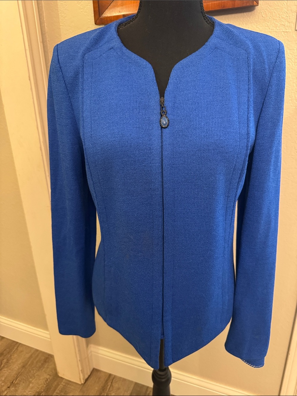 St. John Tailored Royal Blue Zip-Front Women's Jacket
